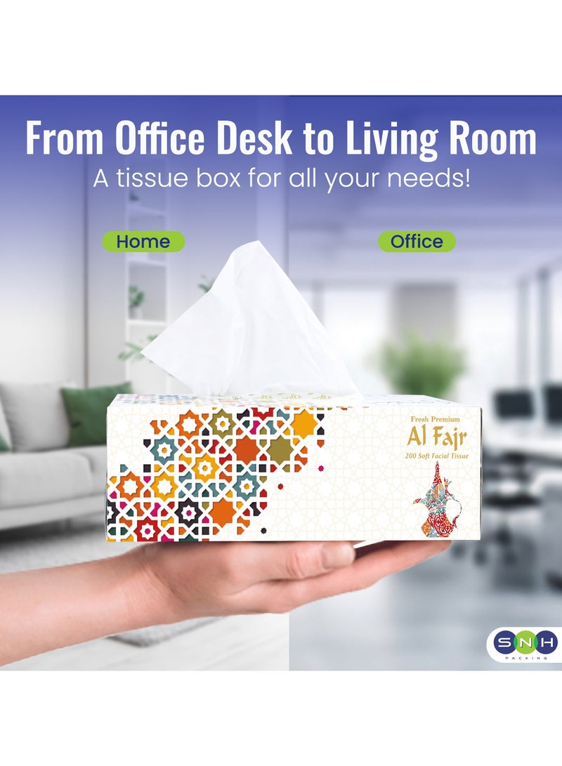 إس إن إتش باكينج علبة مناديل الوجه من الفجر، عبوة من 10 علب، كل علبة تحتوي على 200 منديل × طبقتين، بإجمالي 2000 منديل. - Image 3